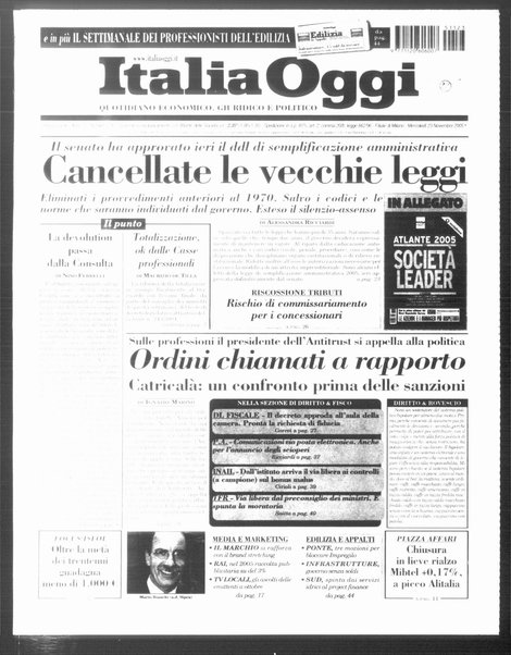 Italia oggi : quotidiano di economia finanza e politica